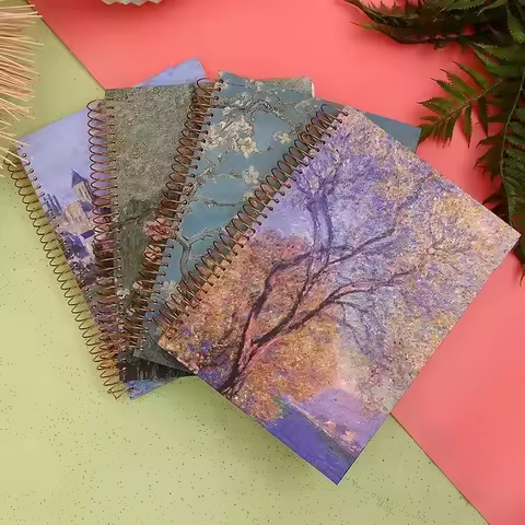 Line Hard Side Cover Record Turn Horizontal College Coil Page Thick Book. Student Spiral Book Inside