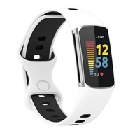 全城熱賣 - 適用於Fitbit Charge 5 雙色硅膠錶帶（白黑色）