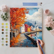 Bộ tranh tô màu theo'số Maple Tree By The Lake dành cho người lớn - Tranh tự làm trên vải canvas 50*