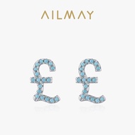 Ailmay 925 Sterling Silver Britain Pound Symbol for Women Turquoise Stone Earrings Jewelry  Gift