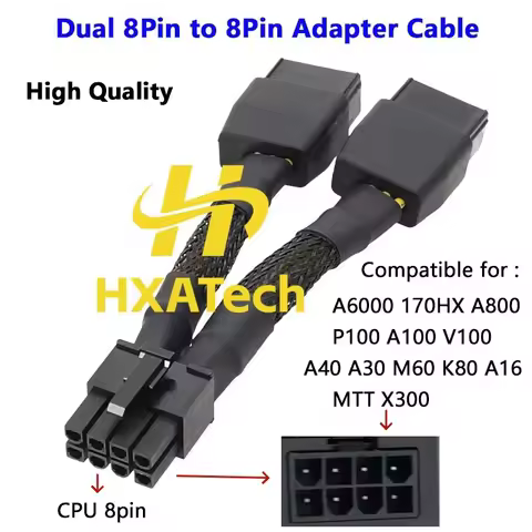 HXATech- Sleeved Dual 8Pin to 8Pin Power Adapter Cable for Graphics Card A6000 170HX Tesla P100 A100