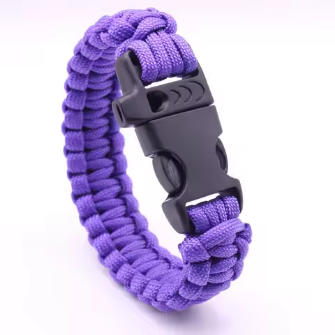 Whistle Paracord Bracelet - Braided 7-Strand Paracord Survival/Escape/First-Aid Outdoor Wrist Cord B