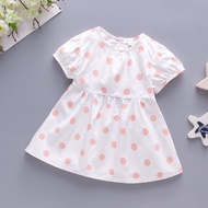 Summer Polka Dot Short Sleeved Children'S Clothes, Baby Girl Dresses For 9 Months To 4 Years Old