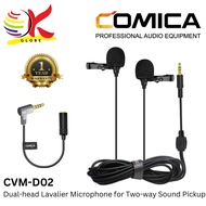 COMICA CVM-D02 DUAL-HEAD LAVALIER MICROPHONE TPE CABLE MATERIAL FOR CAMERA, CAMCORDER, SMARTPHONE & 