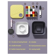 -Sewing Box Portable DIY Sewing Supplies Kit with Threads Needles Scissors Ruler