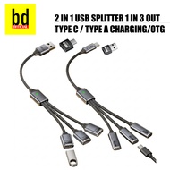 USB-C Splitter 1 to 3 Cable Type C Adapter USB-A to USB-C Charging OTG Converter 25cm for Laptop Pho