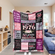 1pc Women 50Th Birthday Gift Throw Blanket, 50Th Birthday Gift Blanket, Women 50Th Gift Blanket, Bir