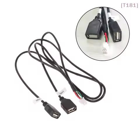 [E] Multimedia Car Player Wire Harness Plug Connector 6 Pin Dual USB Interface Cable Adapter For And