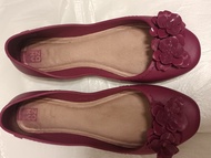 Zaxy 紅色花花 防水鞋 落雨鞋 平底鞋 膠鞋 rain flat shoes