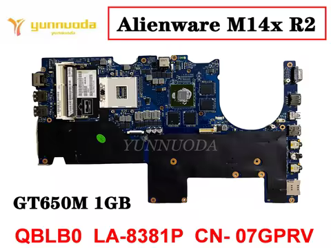 Original for DELL Alienware M14x R2 Laptop motherboard GT650M 1GB QBLB0 LA-8381P CN- 07GPRV tested g