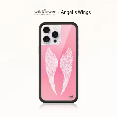 Wildflower Angel Baby Wing Phone Case for iPhone 16 15 14 13 12 17 Pro Max Plus Air Fashion Pink Che