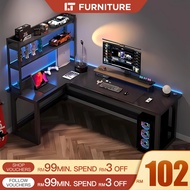 Premium Carbon Fiber L Shape Table Gaming Table 140/160/180CM Home Office Table Computer Table with 