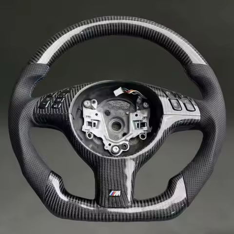 Black Carbon Fiber Steering Wheel with Perforated Leather for BMW E46 Real Carbon Fiber Sport Wheel 