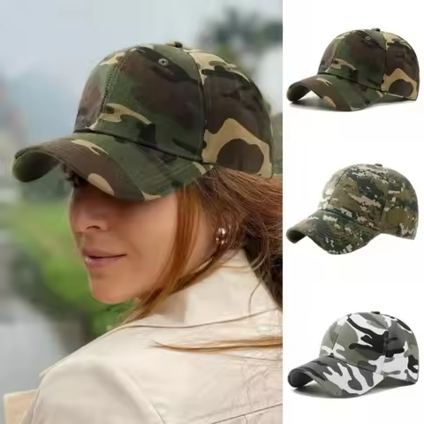 Camouflage Printed Army Green Fishing Hat Anti-UV Golf Baseball Cap Sunhat Outdoor Jungle Hiking Cap