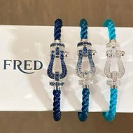 FRED 玫瑰金鑽石扣手鏈outlet藍、白、灰、紅、橙、綠、黑、銀繩選擇