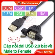 USB 2.0 Male to Female screw extension cable 30cm-0.3m 50cm-0.5m 1m 1.5m 2m 3m 5m for embedded compu