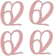 Rose Gold 62 Cut-Out Numbers, 62nd Glitter Birthday Party Anniversary Decorations DIY Essentials