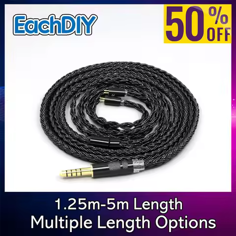 16 Core Earphone Cable Black For IEM 0.78mm Flat Step JH Audio JH16 Pro JH11 Pro 5 6 7 2pin Black Br