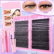 Natural D Cluster Eyelashes (8–16 Mm.) DIY Eyelash Extension Set Mixed 30D+40D+80D Suitable For Begi