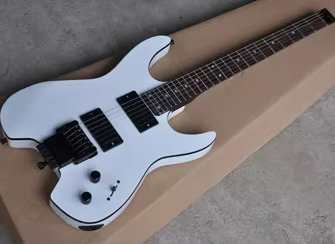 Factory OEM White Headless Electric Guitar with 2 Pickups,Offer Customization