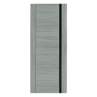 Global House ประตูเมลามีน เซาะร่อง MD-MD27 80x200ซม. สีเทา-ดำ HOLZTUR รับประกันของเเท้