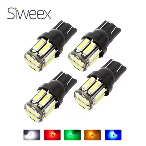 4Pcs W5W 10-7020 SMD Car T10 LED 194 168 Wedge Replacement Reverse Instrument Panel Lamp White Blue 