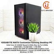 GIGABYTE CUSTOMIZE GAMING INTEL CORE I5-10400F 16GB RAM 512GB SSD 1TB HDD RX5500XT USED DESKTOP REFURBISHED PC
