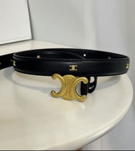 Celine 牛皮革腰帶 皮帶 女款 簡約 闊2.5cm 黑色