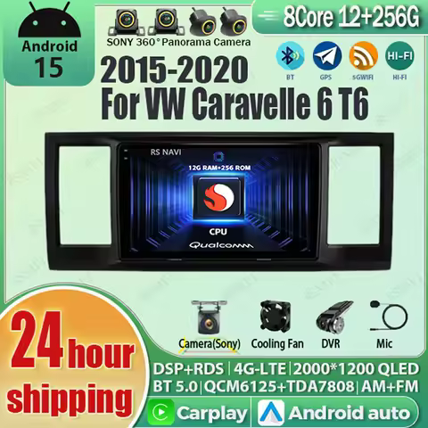 Android 15 wifi+4G Carplay Car Radio For Volkswagen Caravelle 6 T6.1 T6 2015 - 2020 Navigation GPS M