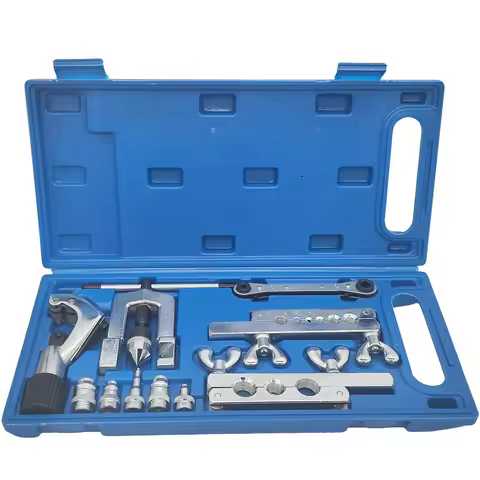 45° Single Flaring Tool Set with 2 Rod Ratchet Wrenches 5 Forged Adapters 7 Tube Size Break Lines an