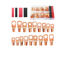 100pcs Copper Terminal Connectors AWG 4 6 8 10 12 Ring Lug Kit With Shrink Tubing 50 Battery Cable L