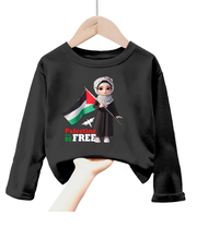 kaos anak perempuan will be free palestine lengan panjang Tshirt kids palestine 1-12tahun k.065