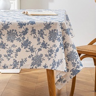 ผ้าปูโต๊ะฝ้ายลินินเทียมสีฟ้าสีขาวสไตล์ INS 135x300cm 4/6/8ที่นั่งผ้าโต๊ะทานอาหารที่นั่งสามารถถูกใช้ Peralatan Rumah Tangga โต๊ะกาแฟโซฟาผ้าคลุมกันฝุ่น
