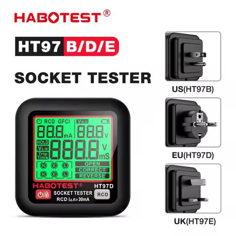 HABOTEST HT97 Digital Socket Tester Smart Voltage Detector RCD GFCI Voltage Test EU US UK Plug Large