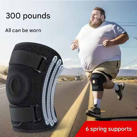 1Pcs 300-Pound Extra-Large Knee Brace,Features 6 Spring Supports,for Running,Jumping,And Hiking,Knee
