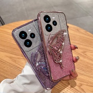 For Realme GT7 Pro GT 7T 15 Pro Case Diamonds butterfly holder shiny hourglass of quicksand transpar