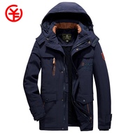 YGTOF เสื้อโค้ทผู้ชายแจ็คเก็ตฤดูหนาวมีกระเป๋าหลายช่องParka กลางแจ้งกันลมมีฮู้ดหนาอบอุ่นแบบทหาร