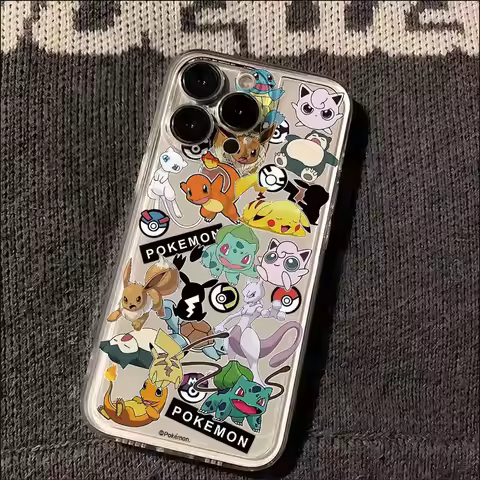 Full Screen Cute P-Pokemon Pattern Phone Case For iPhone 17 16 15 14 13 12 11Pro Max XR XS MAX 78PLU