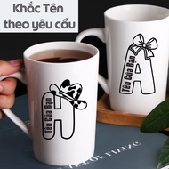 [V2-White & Black] Ceramic cup printed with the word Cowboy & Bow ENGRAVED NAME upon request, person