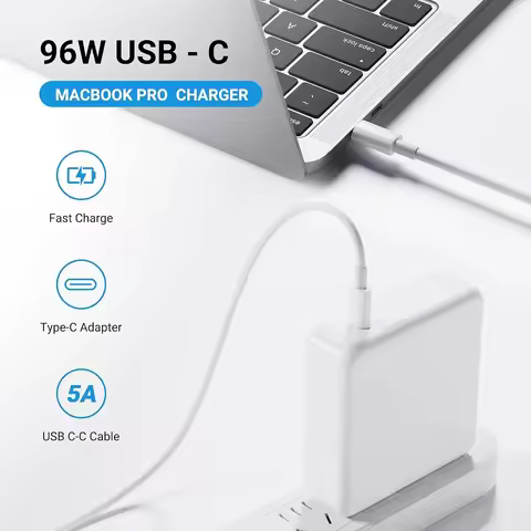 96W USB-C MacBook Charger, Fast Power Adapter for MacBook Pro M1/M2, MacBook Air A2337, Pro A1706 &