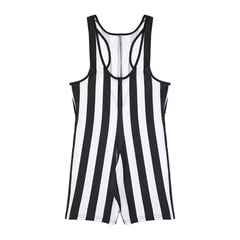 Mens Sleeveless Striped Undershirts Wrestling Singlet Rompers Boxer Shorts Bodybuilding Shapewear Fi