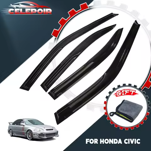 For 1996-2000 Honda Civic Sedan Jdm 3D Wavy Mugen Style Window Visor Rain Guard