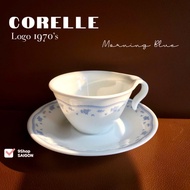 [Rare] Corelle USA Logo 1970s - Morning Blue - 01 Exclusive Vitrelle Glass Afternoon Tea Set
