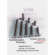 BOLT VERSENG L BOLT THREAD/ 19 / M12 (length 2cm to 10cm) P.1.75 Stainless 304
