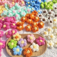 Fashion Cute Fluff Wool Flowers Decor / Kid Girls Handmade DIY Craft / Cotton Sew on Patches Floral 