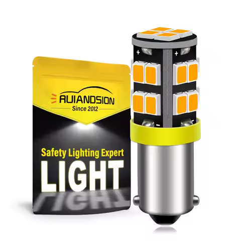 Ruiandsion H10W BA9S LED Bulb 12V Signal Lights Yellow 6000K For Car Reading Lamp Trunk License Plat