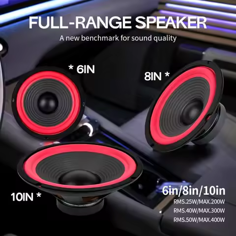 1 PC 6Inch/8 Inch/10 inch car subwoofer ，MAX.200W/300W/400W High-power full-range speaker，Good sound