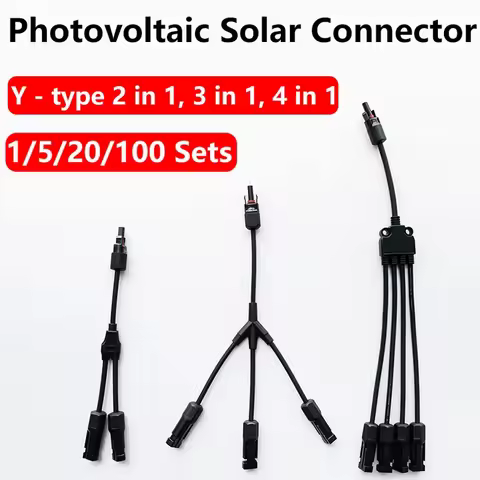 1/5/20/100 Sets Power Solar Connectors 30A Y Branch Cable Solar Cable Parallel Adaptor 1M FF 1F MM T