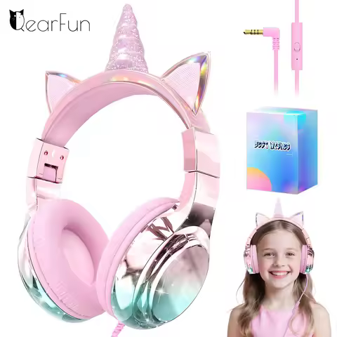 Unicorn Kids Headphones Girls Wired Headphones With Microphone Volume Control Children's Headset wit