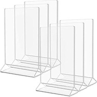 Floratek Acrylic Table Menu Holder Sign Display, 6-Pack Double Side Clear Ad Stand Photo Frame 4 x 6